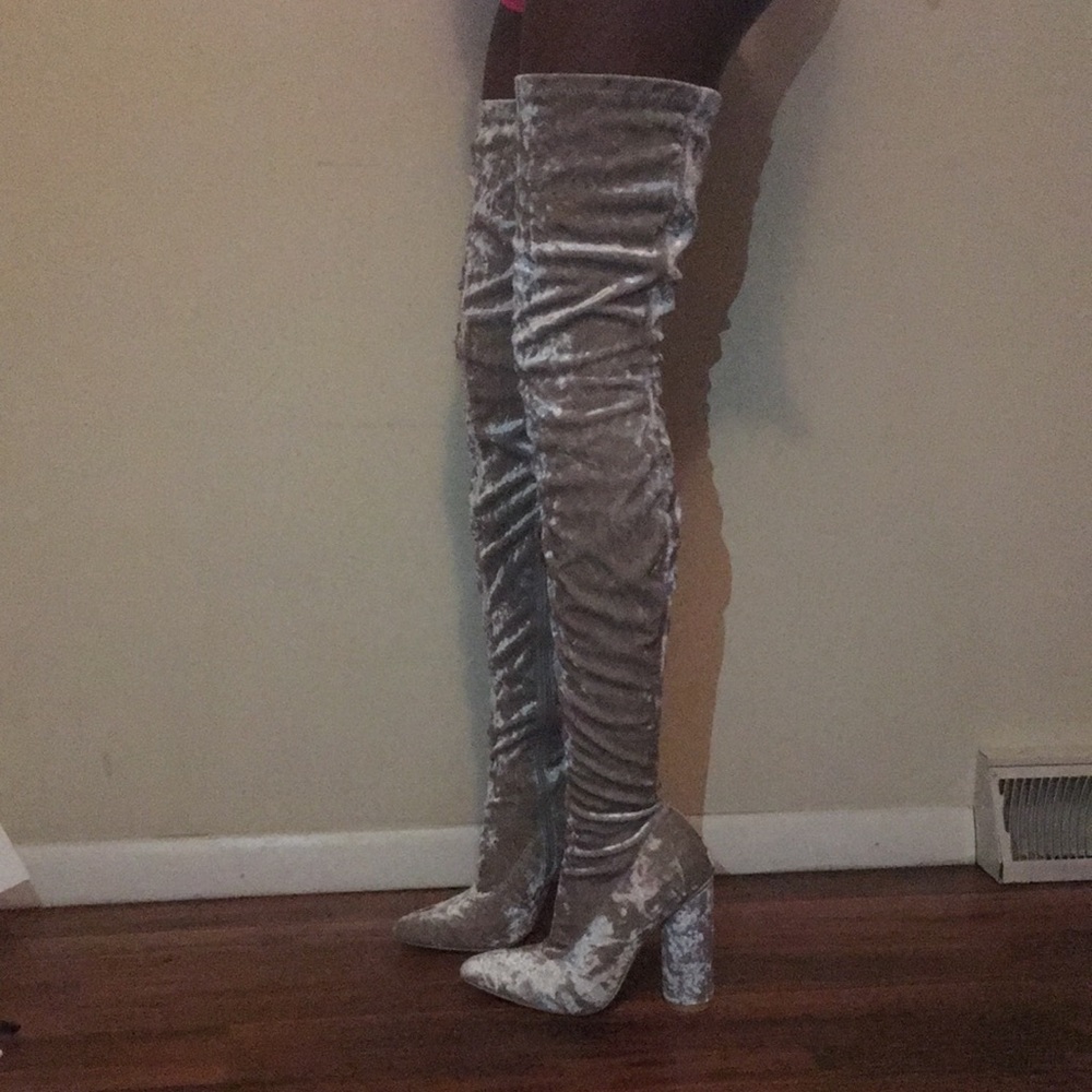 Thigh-high heeled boots